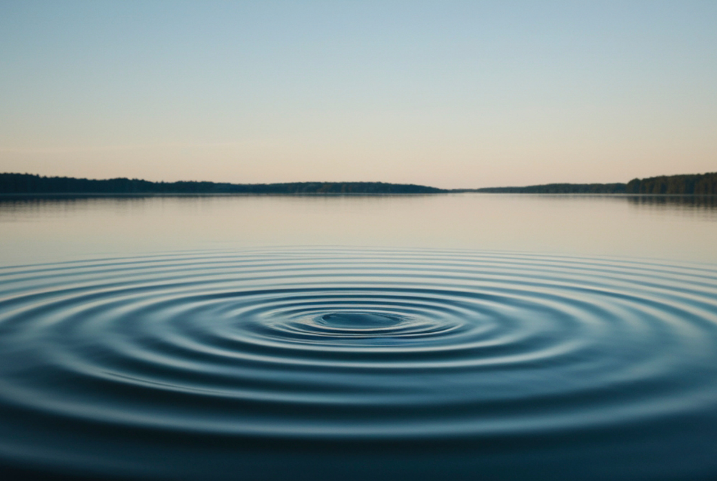 Concentric ripples on a calm lake